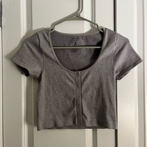 Scoop Neck Buttoned Crop Top